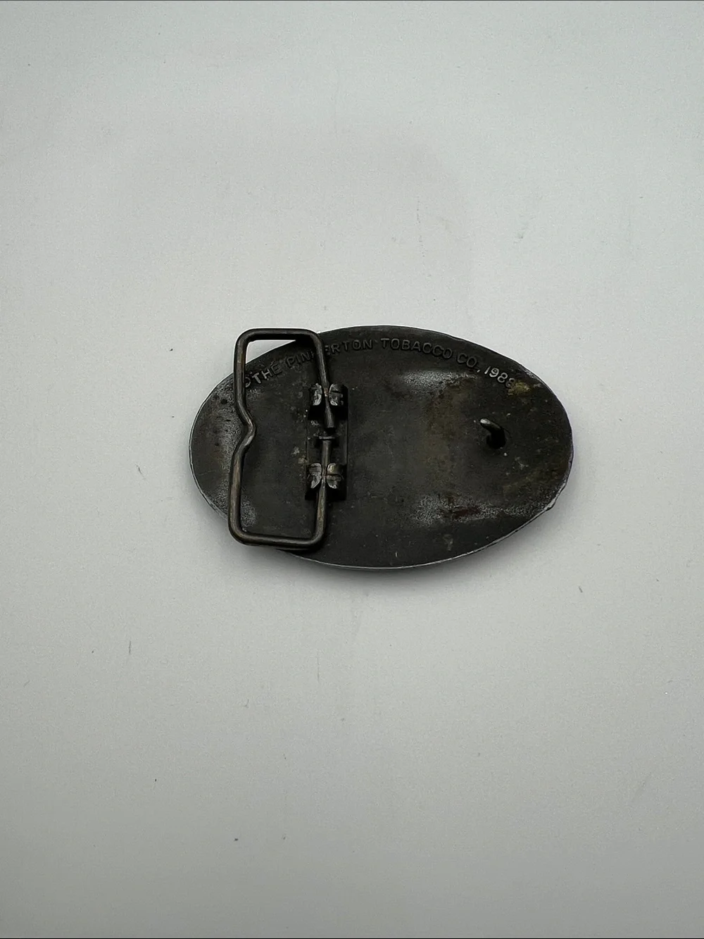 Vintage 1988 Red Man Chewing Tobacco Brass Belt Buckle Pinkerton Tobacco USA